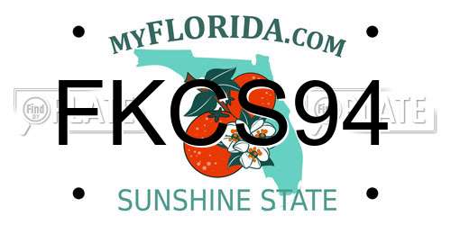 FKCS94 Florida License Plate