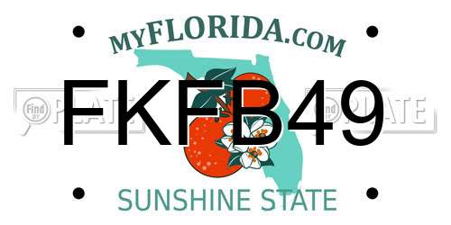 FKFB49 Florida License Plate