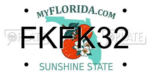 FKFK32 Florida License Plate