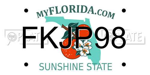 FKJP98 Florida License Plate