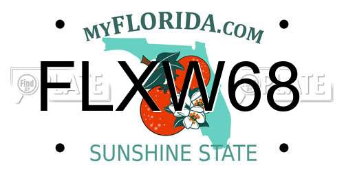 FLXW68 Florida License Plate