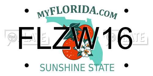 FLZW16 Florida License Plate