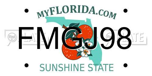 FMGJ98 Florida License Plate