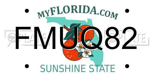 FMUQ82 Florida License Plate
