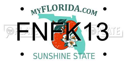 FNFK13 Florida License Plate