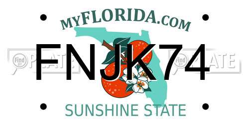 FNJK74 Florida License Plate