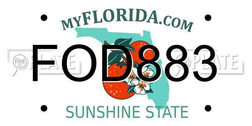 FOD883 Florida License Plate