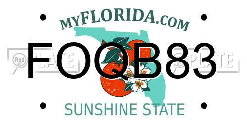 FOQB83 Florida License Plate