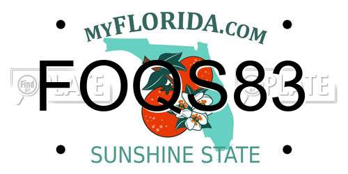 FOQS83 Florida License Plate