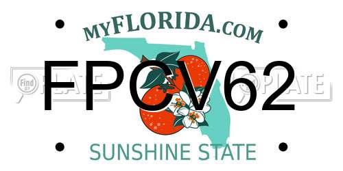 FPCV62 Florida License Plate