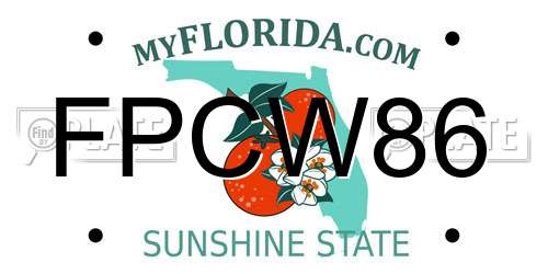 FPCW86 Florida License Plate