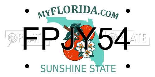 FPJY54 Florida License Plate