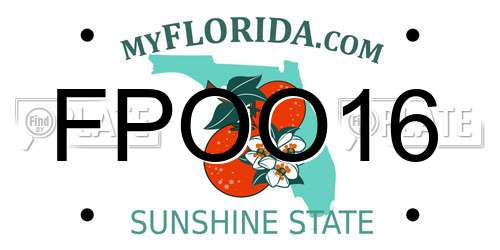 FPOO16 Florida License Plate