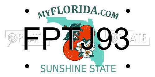 FPTJ93 Florida License Plate