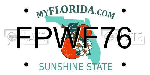 FPWF76 Florida License Plate