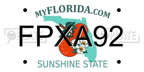 FPXA92 Florida License Plate