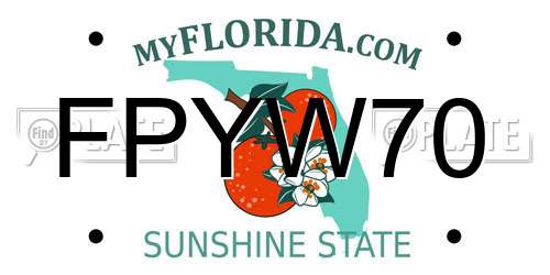 FPYW70 Florida License Plate