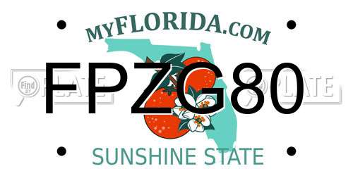 FPZG80 Florida License Plate