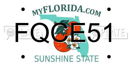 FQCE51 Florida License Plate