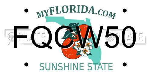 FQCW50 Florida License Plate