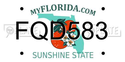 FQD583 Florida License Plate