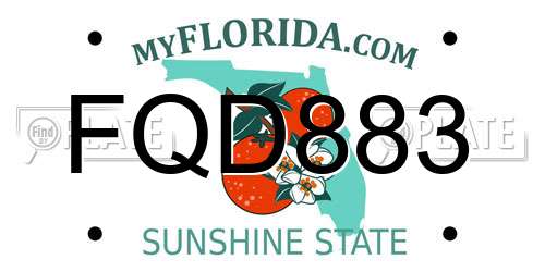 FQD883 Florida License Plate