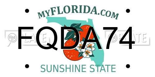 FQDA74 Florida License Plate