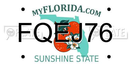 FQEJ76 Florida License Plate