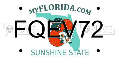 FQEV72 Florida License Plate