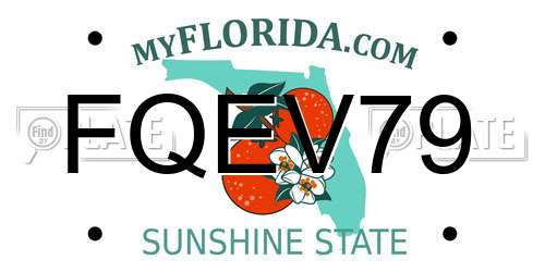 FQEV79 Florida License Plate
