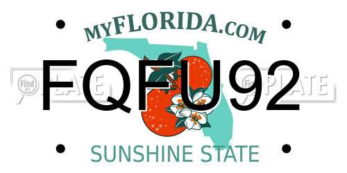 FQFU92 Florida License Plate