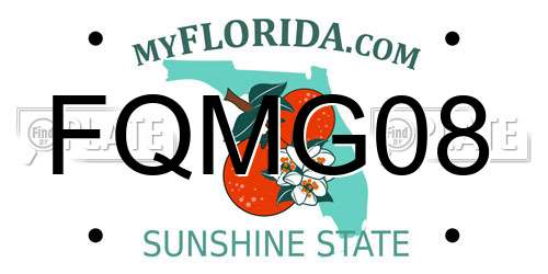 FQMG08 Florida License Plate