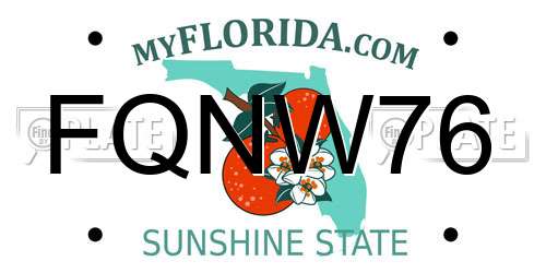 FQNW76 Florida License Plate