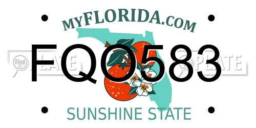 FQO583 Florida License Plate