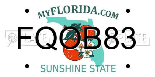 FQOB83 Florida License Plate