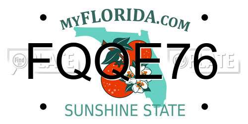 FQQE76 Florida License Plate