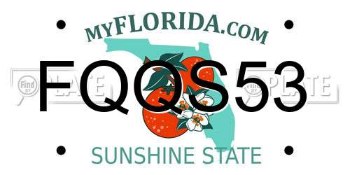 FQQS53 Florida License Plate