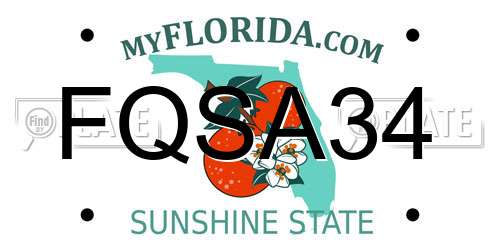 FQSA34 Florida License Plate