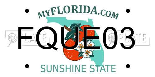 FQUE03 Florida License Plate