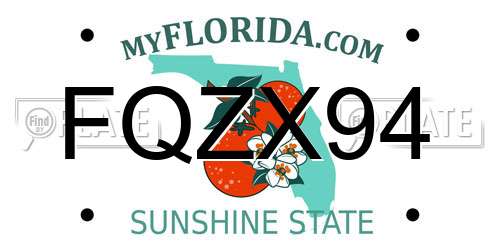 FQZX94 Florida License Plate