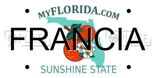 FRANCIA Florida License Plate