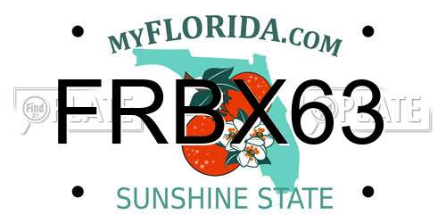 FRBX63 Florida License Plate