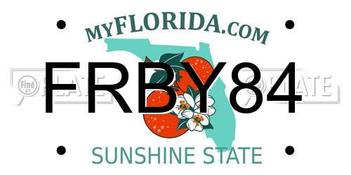 FRBY84 Florida License Plate