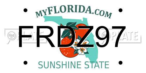 FRDZ97 Florida License Plate