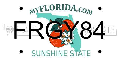 FRGY84 Florida License Plate