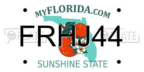 FRHJ44 Florida License Plate