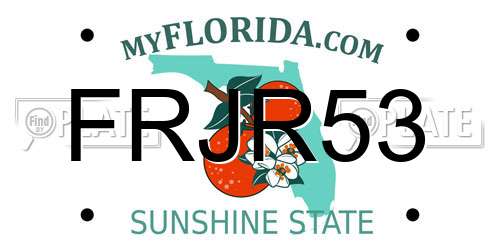 FRJR53 Florida License Plate