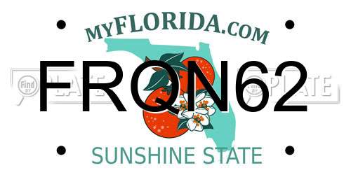 FRQN62 Florida License Plate