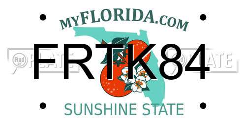 FRTK84 Florida License Plate