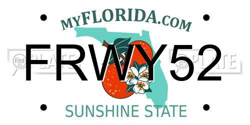 FRWY52 Florida License Plate